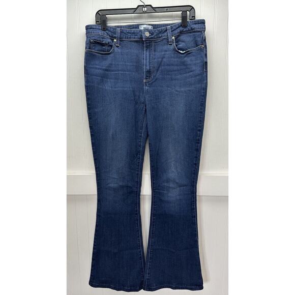 PAIGE Denim - Paige High Rise Bell Canyon Flare Jeans Womens 33 Stretch Blue Denim Dark Wash